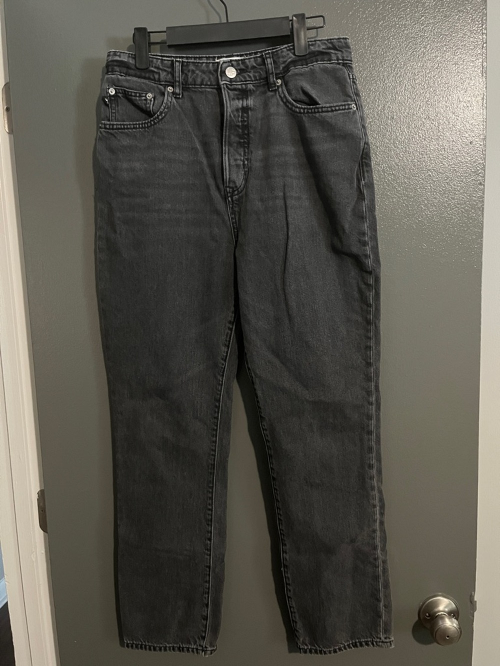 Lovers + Friends Washed Black Reece High Rise Slim Straight Jeans